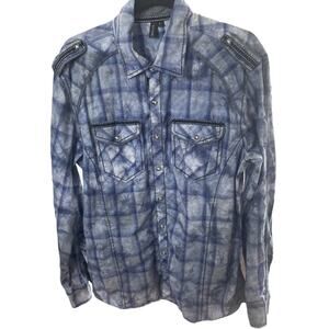 SMASH Western LS Snap Front Shirt, 100% Cotton, Blues Cowgirl BarnCorp Western L